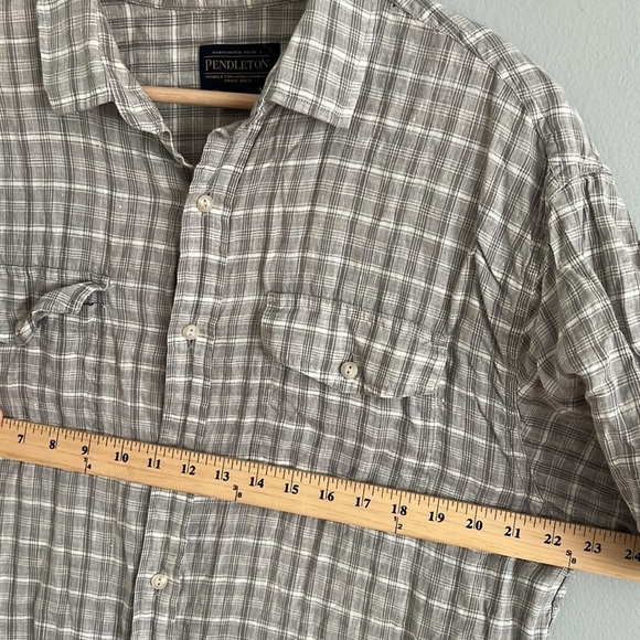 PENDLETON MENS MALONE LINEN SHORT SLEEVE BUTTON UP SHIRT SIZE LARGE - Picture 5 of 7
